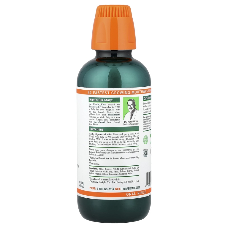 TheraBreath, ополаскиватель для полоскания рта Fresh Breath, мята, 473 мл (16 жидк. унций)