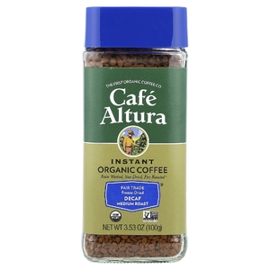 Cafe Altura, растворимый органический кофе, средней обжарки, сублимированный, без кофеина, 100 г (3,53 унции)