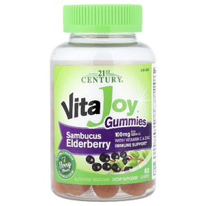 21st Century, VitaJoy® Sambucus, жевательные мармеладки с витамином C и цинком, со вкусом ягод, 60 жевательных таблеток
