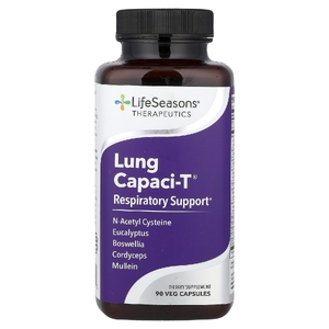 LifeSeasons, Lung Capaci-T®, поддержка дыхательной системы, 90 растительных капсул