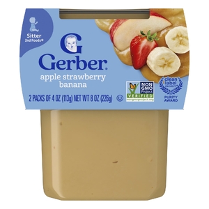 Gerber, 2nd Foods®, Sutter, яблоко, клубника и банан, 2 шт. в упаковке, 113 г (4 унции) (Товар снят с продажи) 