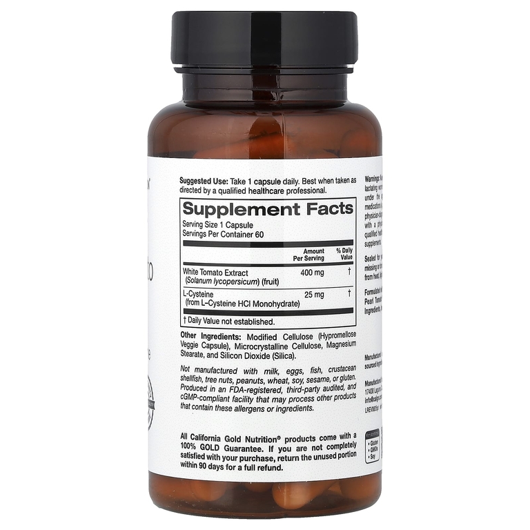 California Gold Nutrition, экстракт белых томатов, 60 растительных капсул