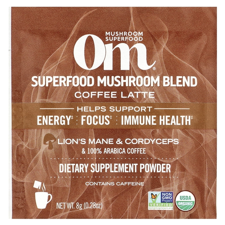 Om Mushrooms, Смесь грибов Superfood, кофе латте, 10 пакетиков по 8 г (0,28 унции)