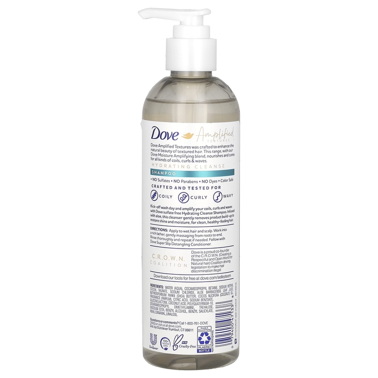 Dove, Amplified Textures, увлажняющий очищающий шампунь, 340 мл (11,5 жидк. унц.)