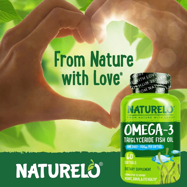 NATURELO, омега-3, рыбий жир в форме триглицеридов, 1100 мг, 60 мягких таблеток