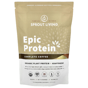 Sprout Living, Epic Protein®, органический растительный белок с адаптогенами, полноценный кофе, 456 г (1 фунт)