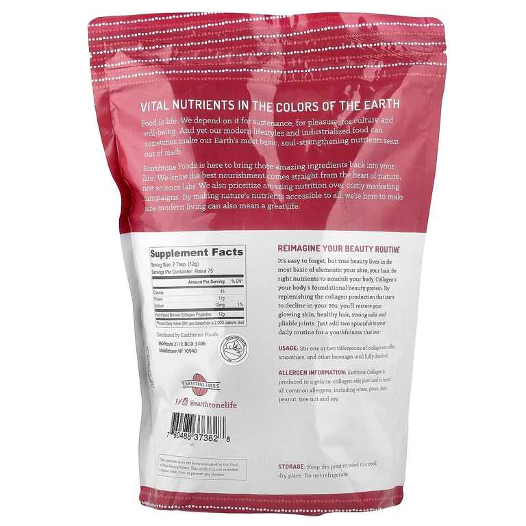 Earthtone Foods, пептиды коллагена от животных травяного откорма, 907 г (32 унции)
