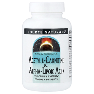 Source Naturals, ацетил-L-карнитин и альфа-липоевая кислота, 60 таблеток