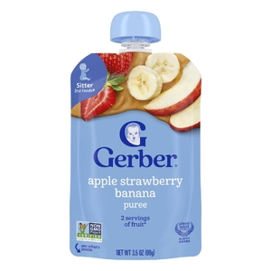 Gerber, 2nd Foods®, пюре, яблоко, клубника и банан, 99 г (3,5 унции) (Товар снят с продажи) 
