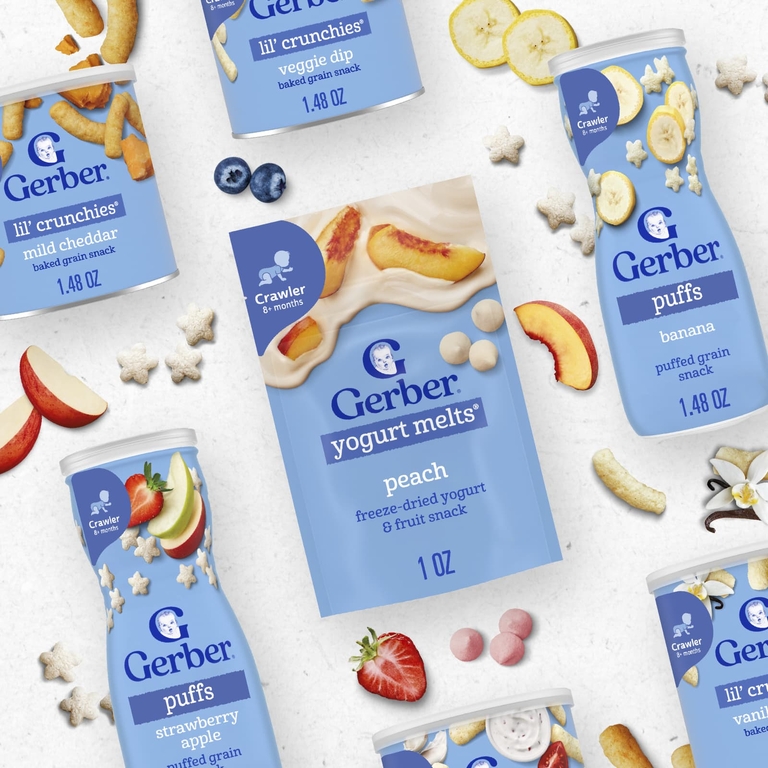 Gerber, Yogurt Melts®, для детей от 8 месяцев, ассорти из 4 шт. по 28 г (1 унция)