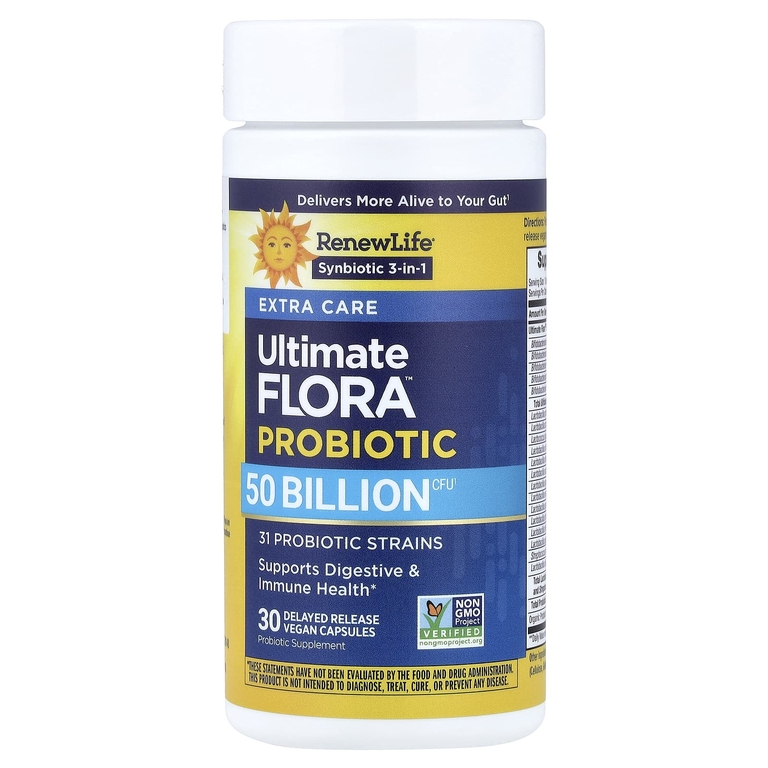 Renew Life, Ultimate Flora™, пробиотик с отсроченным высвобождением, 30 веганских капсул