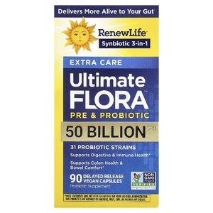 Renew Life, Ultimate Flora™, пробиотик повышенной чистоты, 90 веганских капсул с отсроченным высвобождением