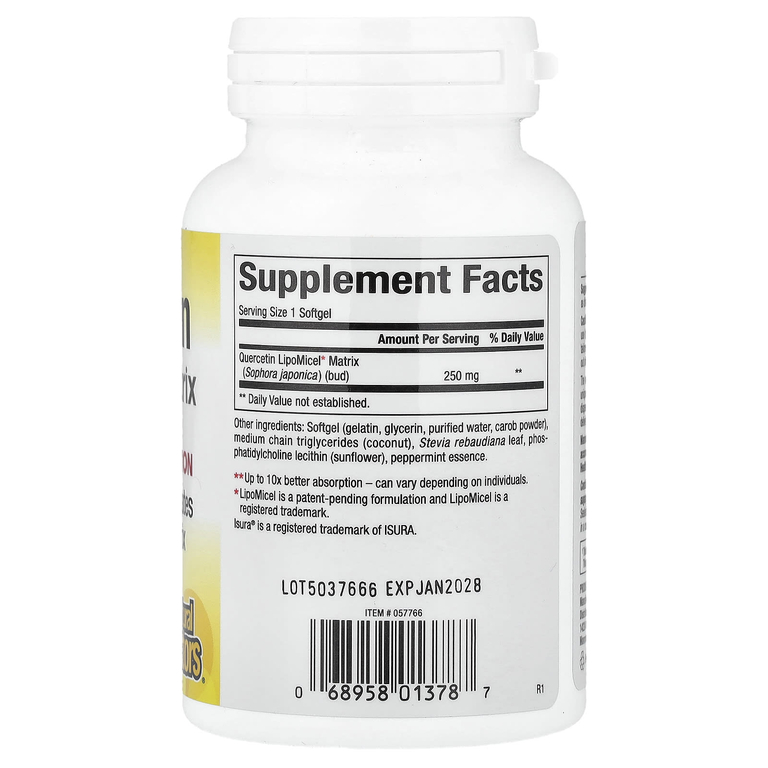 Natural Factors, LipoMicel, кверцетин, 250 мг, 60 капсул с жидкостью