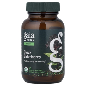 Gaia Herbs, черная бузина, 60 веганских капсул