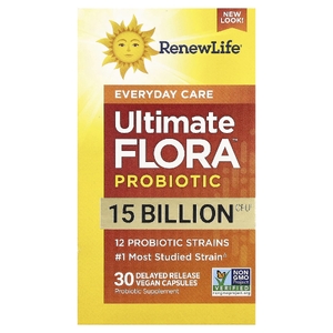 Renew Life, Ultimate Flora™, пробиотик Ultimate Flora™, 15 млрд КОЕ, 30 веганских капсул с отсроченным высвобождением