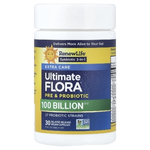 Renew Life, Ultimate Flora, пробиотик для пищеварения, 100 млрд КОЕ, 30 вегетарианских капсул