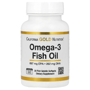 California Gold Nutrition, рыбий жир с омега-3, 30 капсул из рыбьего желатина (1250 мг в 1 капсуле)