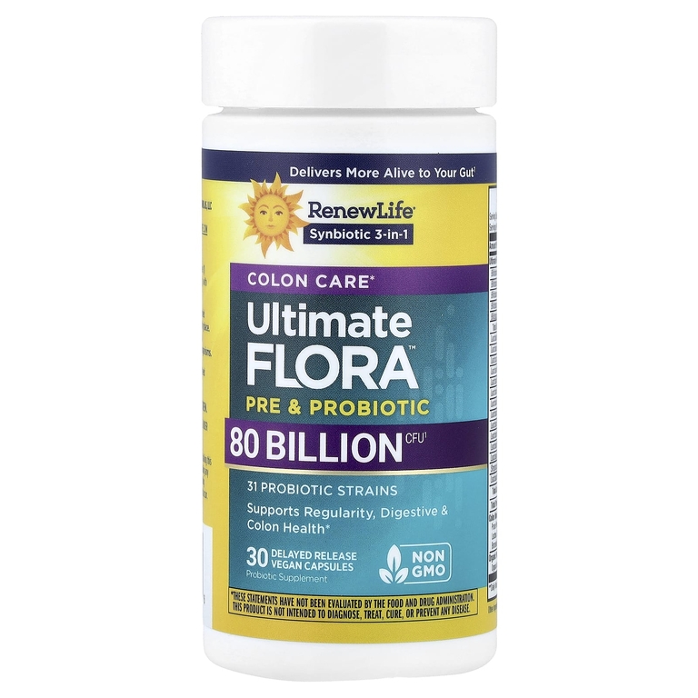 Renew Life, Уход за толстой кишки Ultimate Flora  Pre  Для и пробиотики, 30 веганских капсул с отсроченным высвобождением
