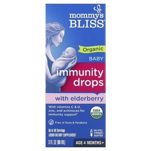 Mommy's Bliss, органические капли для иммунитета с бузиной, для детей от 4 месяцев, 90 мл (3 жидк. унции)