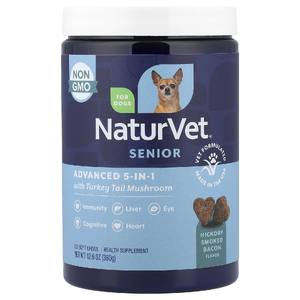 NaturVet, улучшенная формула 5 в 1 с трутовиком разноцветным, для собак, бекон, копченый гикорием, 120 жевательных таблеток, 360 г (12,6 унции)