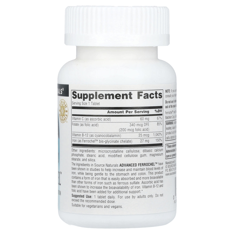 Source Naturals, комплекс для поддержания уровня железа в крови Ferrochel™, 180 таблеток