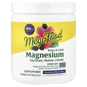 MegaFood, магний, смесь для приготовления напитка, ежевика и гибискус, 200 г (7,05 унции)