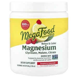 MegaFood, Relax & Calm, магний, смесь для приготовления напитка, малиновый лимонад, 200 г (7,05 унции)