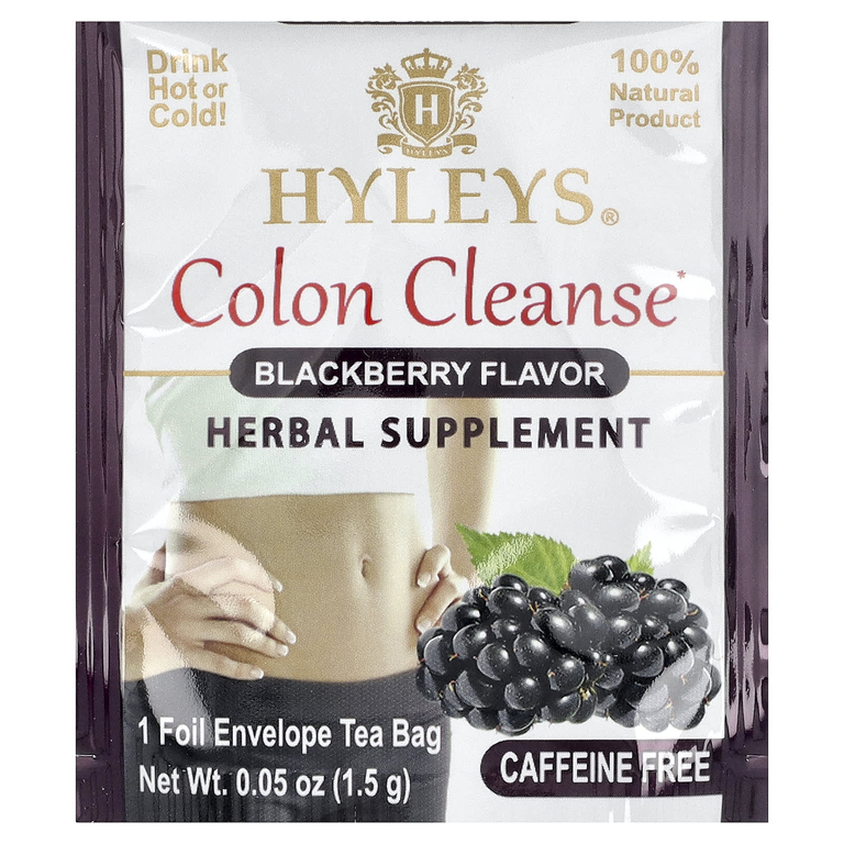 Hyleys Tea, средство для очищения кишечника, ежевика, без кофеина, 25 чайных пакетиков, 37,5 г (1,32 унции)