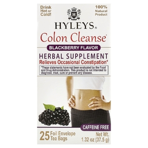Hyleys Tea, средство для очищения кишечника, ежевика, без кофеина, 25 чайных пакетиков, 37,5 г (1,32 унции)