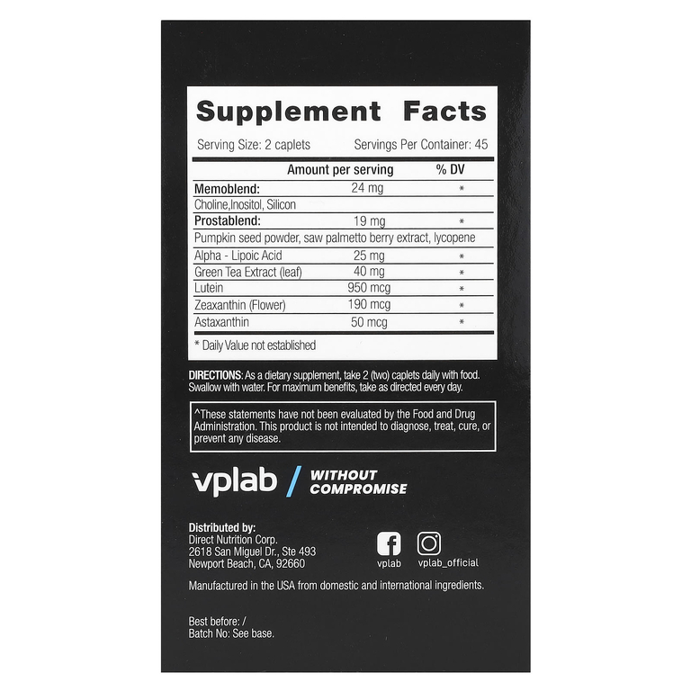 VPLab , Ultra Men’s, мультивитамины для мужчин для физической активности, 90 капсул