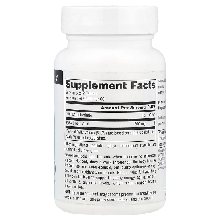 Source Naturals, Альфа-липоевая кислота, 100 мг, 120 таблеток