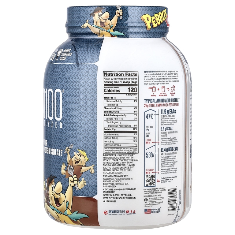 Dymatize, ISO100, гидролизованный 100% изолят сывороточного протеина, какао-кабач, 1,37 кг (3 фунта)