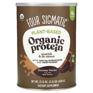 Four Sigmatic, органический растительный протеин с грибами и адаптогенами, со вкусом какао, 600 г (1,32 фунта)