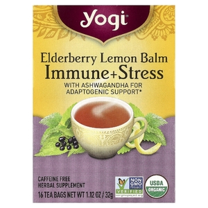 Yogi Tea, Мелисса с бузиной, для иммунитета и стресса, без кофеина, 16 чайных пакетиков, 32 г (1,12 унции)