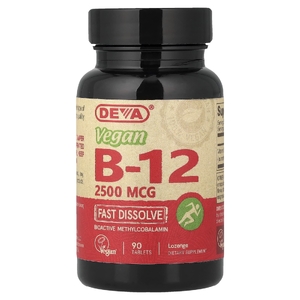 Deva, веганский витамин B12, быстрорастворимый, 2500 мкг, 90 таблеток