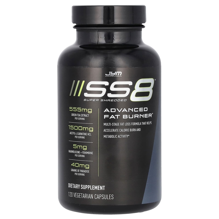 JYM Supplement Science, SS8 Advanced Fat Burner, улучшенный сжигатель жира, 120 вегетарианских капсул
