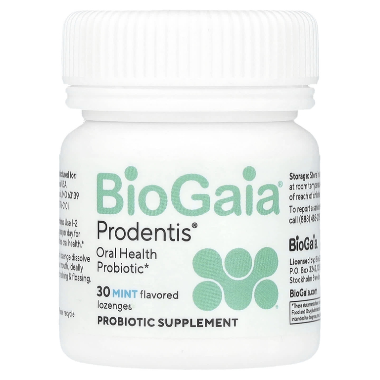 BioGaia, Prodentis®, пробиотик для полости рта, для здоровья дёсен и зубов, мятный вкус, 30 пастилок с пробиотиком