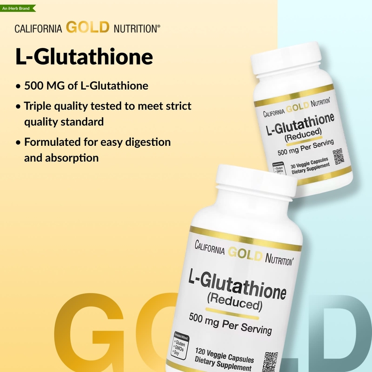 California Gold Nutrition, L-глутатион (восстановленный), 500 мг, 120 растительных капсул