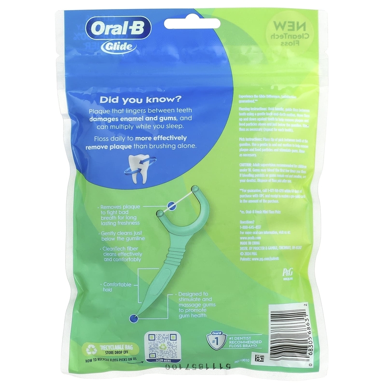 Oral-B, Glide, Scope Outlast, выбор зубной нити, мятный вкус, 75 шт.