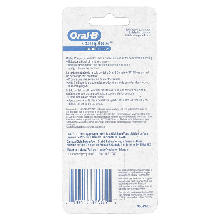 Oral-B, Complete, SATINfloss, мята, 2 шт. В упаковке, 50 м (54,6 ярда)