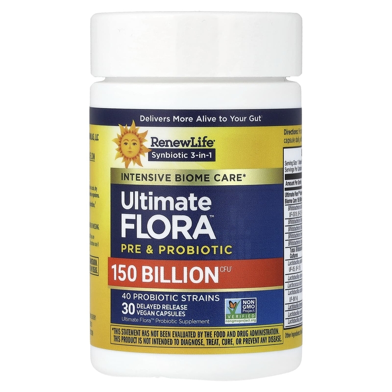Renew Life, Extra Care, пробиотик Ultimate Flora™, 30 веганских капсул с отсроченным высвобождением