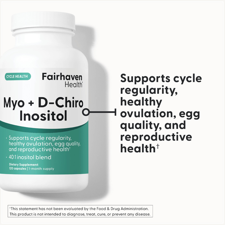 Fairhaven Health, мио-инозитол и D-хиро-инозитол, 120 капсул