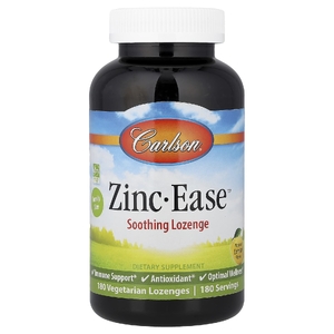 Carlson, успокаивающие пастилки с цинком Zinc-Ease™, натуральный лимонный вкус, 180 вегетарианских леденцов (10 мг в 1 пастилке)