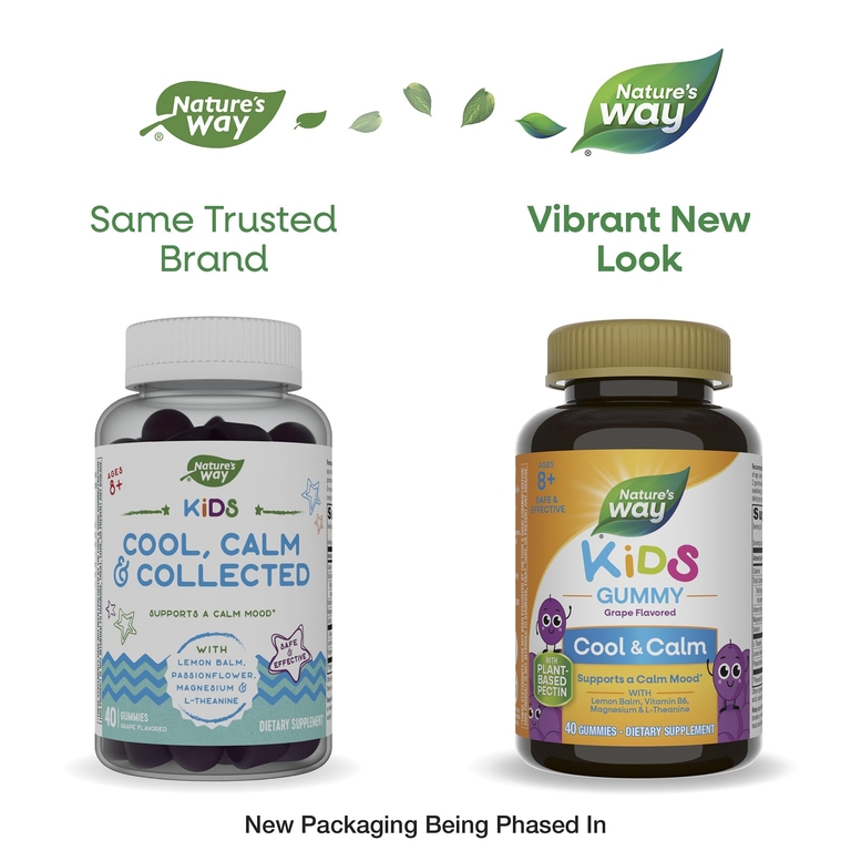 Nature's Way, Cool & Calm, жевательная таблетка для детей, от 8 лет, со вкусом винограда, 40 жевательных таблеток