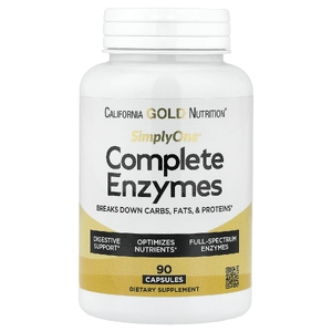 California Gold Nutrition, SimplyOne®, комплекс ферментов с бетаина гидрохлоридом, экстрактом жёлчи крупного рогатого скота, ферментами полного спектра и бромелаином, 90 капсул