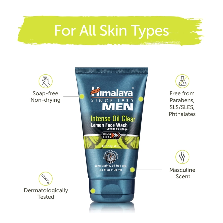 Himalaya, Men, интенсивное очищающее средство для умывания, лимон, для жирной кожи, 100 мл (3,4 жидк. унции)