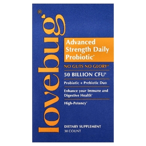 LoveBug Probiotics, улучшенный пробиотик для ежедневного приема, 50 млрд КОЕ, 30 капсул