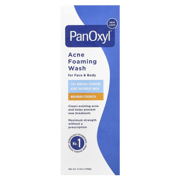 PanOxyl, очищающая пенка от акне, для лица и тела, максимальная эффективность, 156 г (5,5 унции)
