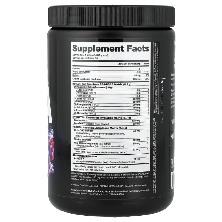 NutraBio, Alpha EAA, незаменимые аминокислоты, со вкусом винограда и ягод, 444 г (0,98 фунта)