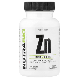 NutraBio, цинк, 30 мг, 120 капсул